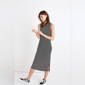 NEW Madewell Ribbed Mockneck Midi Dress in Striped